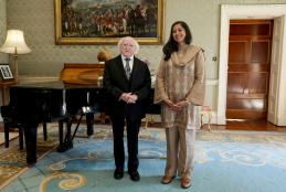 President Higgins of Ireland pose for  a photo with Prof. Attiya Waris