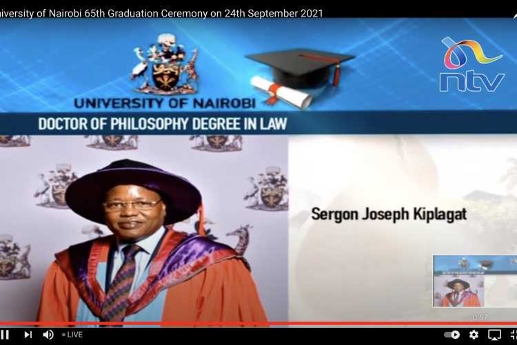 Justice Sergon is awarded PhD in Law degree
