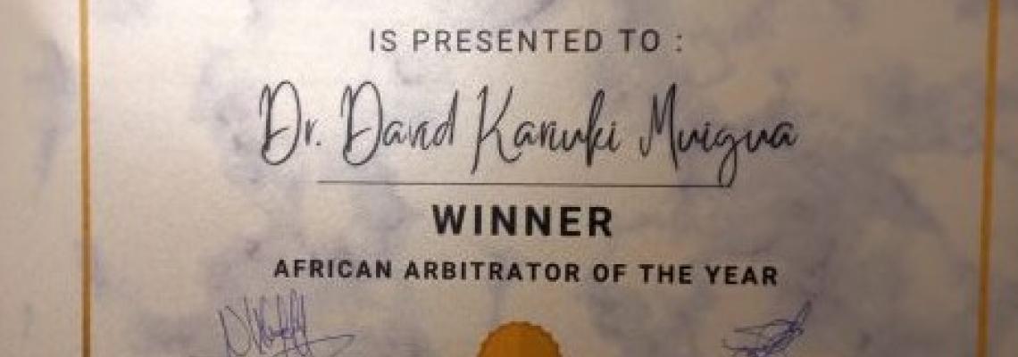 Dr. Kariuki Muigua won the African Arbitrator of the Year 2022
