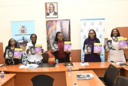Prof. Winfred Kamau Prof. Hutchinson along with Prof. Nkatha Murungu, Ass.Dir - Centre for Human Rights,& Dep.Dir Rhoda Misiko State Department of Gender and Affirmative Action pose for a photo during the book launch