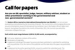 Call for Papers - Eastern Africa Journal on International Humanitarian Law